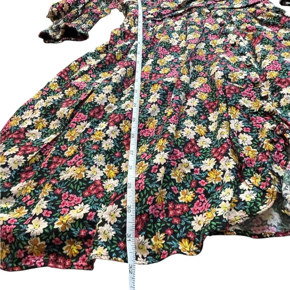 Zara Floral V-Neck Mini Dress Blogger Favorite Metallic XS Cottagecore - Picture 10 of 13